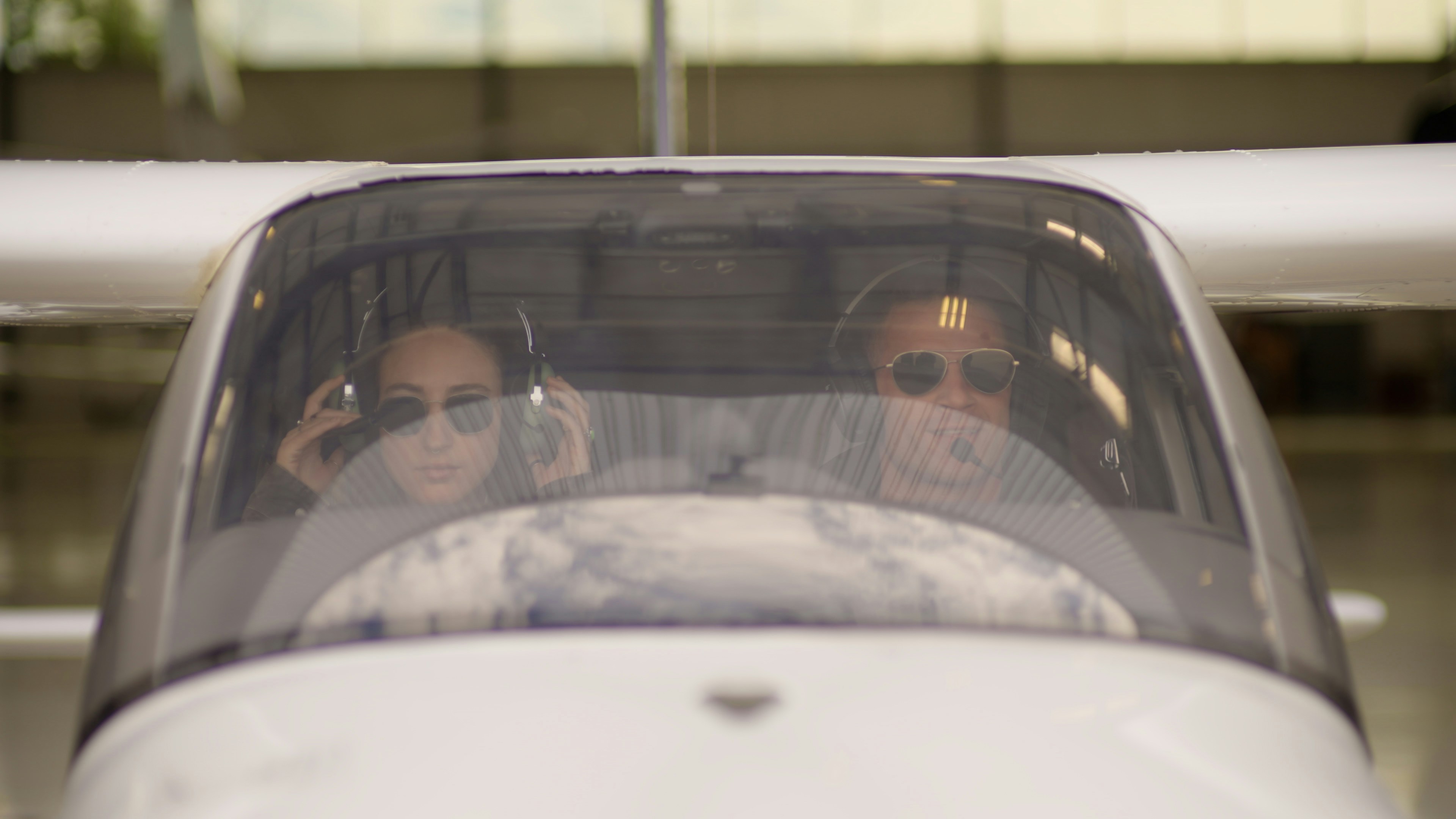 Flight instructor working with a student pilot